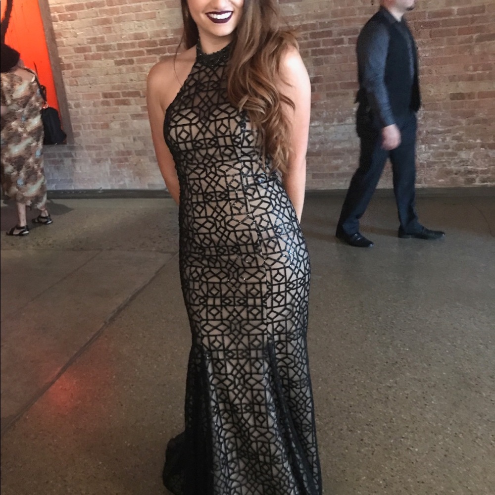 Black and nude evening gown perfect for prom!!